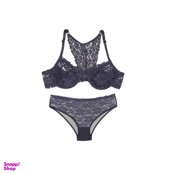 ست شورت و سوتین گیپور فنردار تیریتی سرمهای کد 950