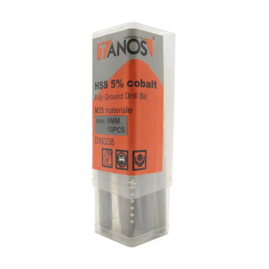 مته کبالت تانوس مدل YP-HSS-SIZE08 سایز 8 میلی متر مجموعه 10 عددی