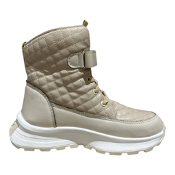 بوت دخترانه مدل کاپشنی طرح کرومی رنگ کرم
