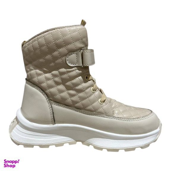 بوت دخترانه مدل کاپشنی طرح کرومی رنگ کرم