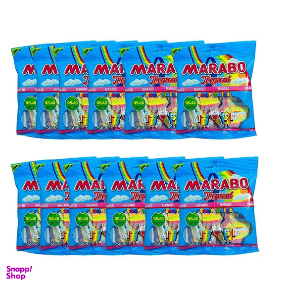 پاستیل رنگین کمانی مارابو وزن 50 گرم بسته 12 عددی