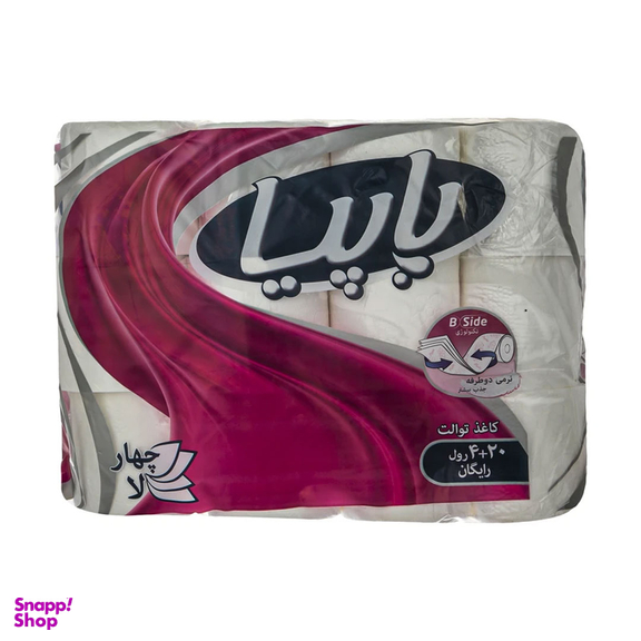 دستمال توالت پاپیا مدل 4 لایه بسته 24 عددی