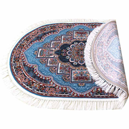 فرش ماشینی مدل بیضی طرح ناردون رنگ آبی