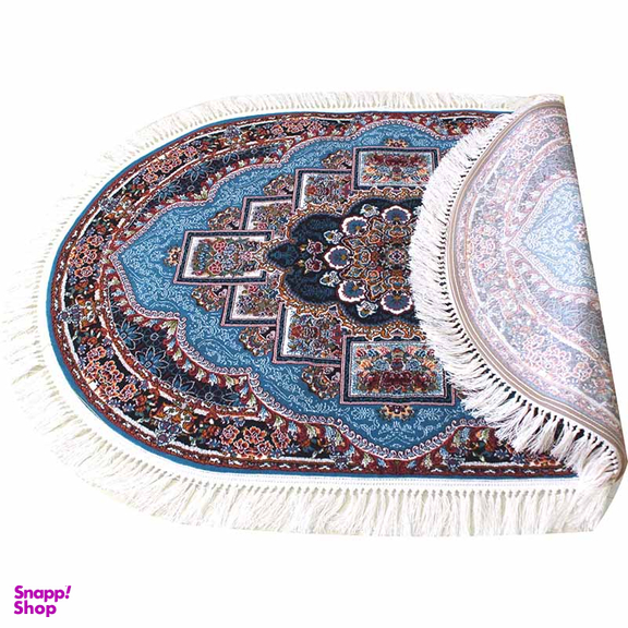 فرش ماشینی مدل بیضی طرح ناردون رنگ آبی