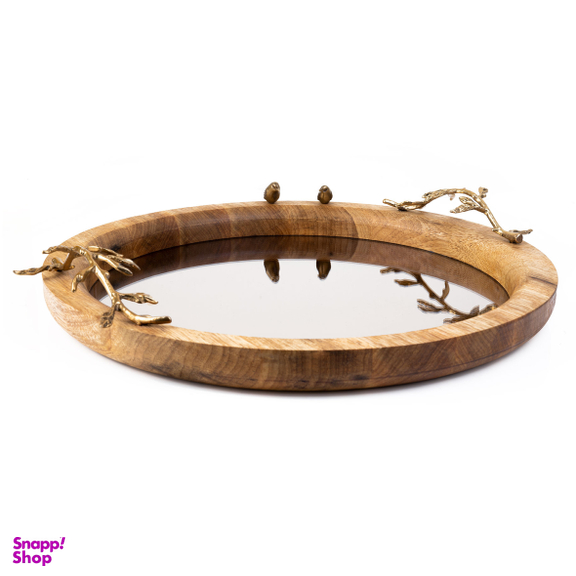 سینی گرد کف آینه ای گلد گیش مدل گلدن برد سایز بزرگ کد GK829506