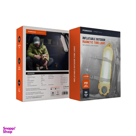 چراغ کمپی مگنتی و منعطف پرودو مدل Porodo Lifestyle Inflatable Outdoor Magnetic Tube Light