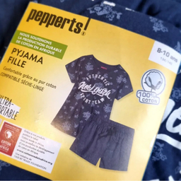 ست تیشرت و شلوارک دخترانه پیپرتس کد 142 رنگ سرمه‌ ای