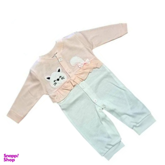 ست سرهمی و کلاه نوزادی مدل گربه خندون کد 3573