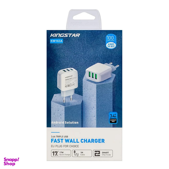 شارژر دیواری 17 وات کینگ استار مدل KW163A PD به همراه کابل MicroUSB