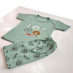 ست تیشرت و شلوارک نوزادی مدل خرس کد 3941 رنگ سبز