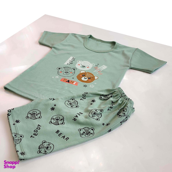 ست تیشرت و شلوارک نوزادی مدل خرس کد 3941 رنگ سبز