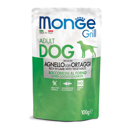 ووم سگ بالغ مونژه مدل تکه‌های گوشت بره و سبزیجات وزن 100 گرم