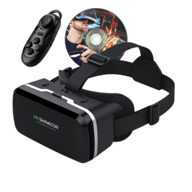 عینک واقعیت مجازی شاینکن مدل VR Shinecon G06A به همراه ریموت کنترل و لوح فشرده بازی‌ ها و فیلم‌ ها