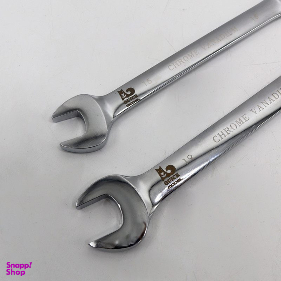 آچار یکسر تخت و یکسر رینگی جغجغه ای مدل کوییک کد YP-HC-015-19MM سایز 15، 19 میلی متر مجموعه 2 عددی