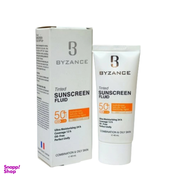 کرم ضد آفتاب بیزانس مناسب پوست چرب شماره 10 رنگ بژ روشن حجم 40 میلی لیتر