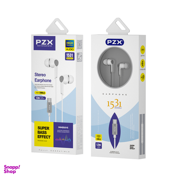 هندزفری باسیم پی زد ایکس مدل 1531 Type-C طول 1.2 متر