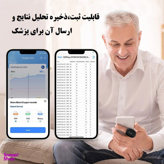 پالس اکسیمتر هولتر اکسیژن و آنالیزور کیفیت خواب مدل O2ring