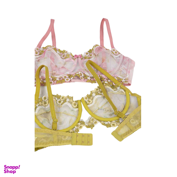 ست شورت و سوتین دانتل و تور فنردار بارون کد 2021 رنگ سبز