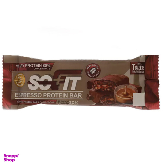 پروتئین بار سولفیت پلاس با طعم اسپرسو و شکلات تلخ توت سوییت وزن 45 گرم