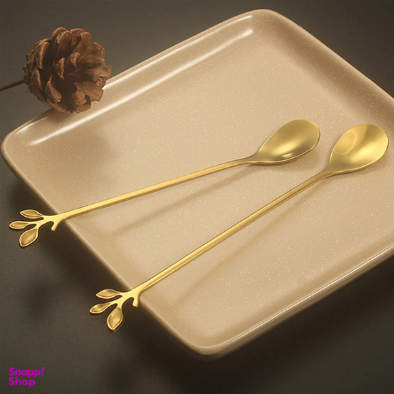 قاشق شربت خوری طرح برگ بسته 2 عددی