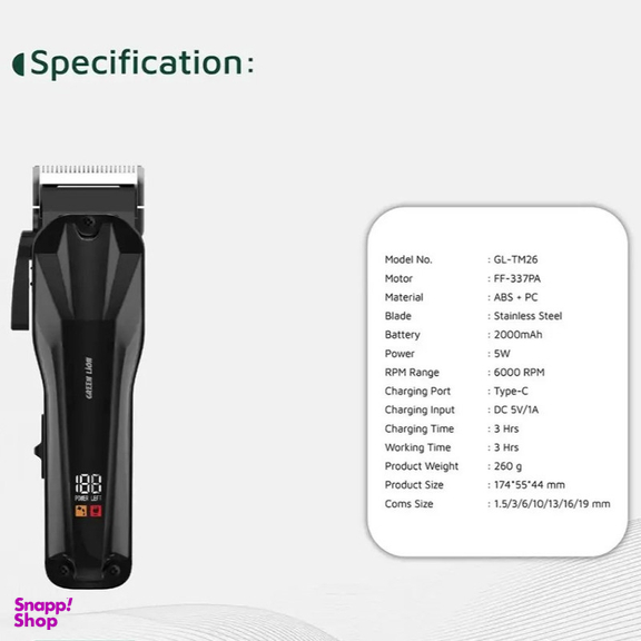 ماشین اصلاح موی سر و صورت شارژی گرین لاین مدل Clip-Pro Professional