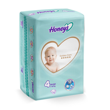 پوشک بچه هانیز سایز 4 بسته 12 عددی