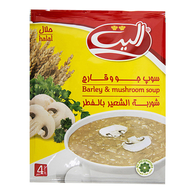 سوپ نیمه آماده الیت با طعم جو و قارچ وزن 65 گرم
