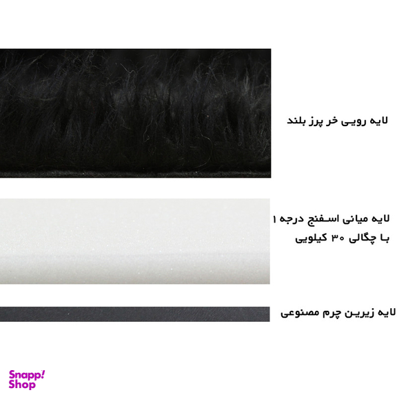 فرش ماشینی شاران هوم طرح خز پرز بلند فانتزی مدل اسفنج دار زمنیه مشکی