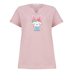 ست تیشرت و شلوارک راحتی زنانه کد 1029 رنگ صورتی