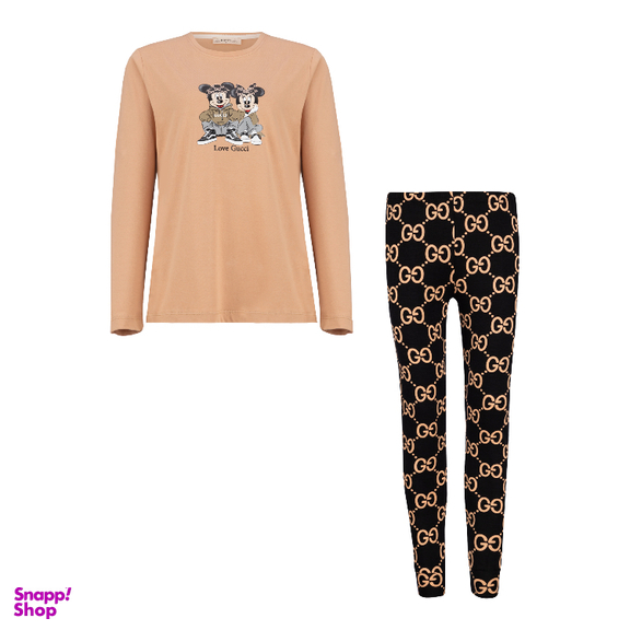 ست بلوز و شلوار راحتی زنانه کد 042 رنگ کرم