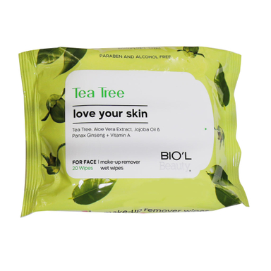دستمال مرطوب پاک کننده آرایش بیول مدل Tea Tree بسته 20 عددی