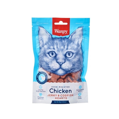 تشویقی گربه ونپی مدل مرغ و ماهی شکل قلبی وزن 80 گرم