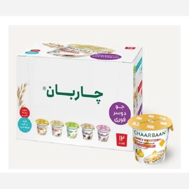 اوتمیل لیوانی با پروتئین و چیا طعم انبه چاربان بسته 12 عددی