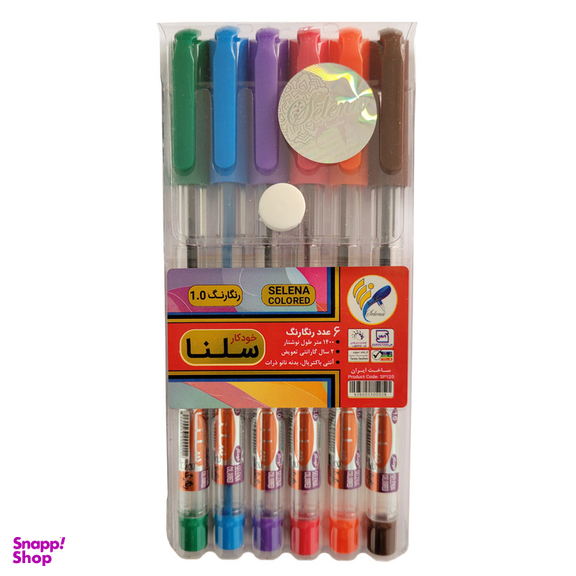 خودکار سلنا مدل رنگارنگ بسته 6 عددی