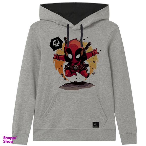 هودی پسرانه 27 طرح ددپول کد H08 رنگ طوسی روشن