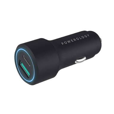 شارژر فندکی پاورولوجی 38W مدل PQCPDCCCBK به همراه کابل USB-C