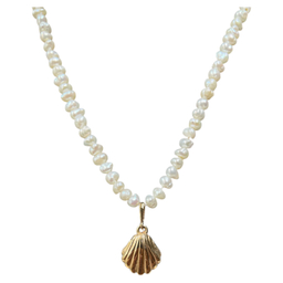 گردنبند طلا 18 عیار زنانه مدل مروارید و صدف کد 1455