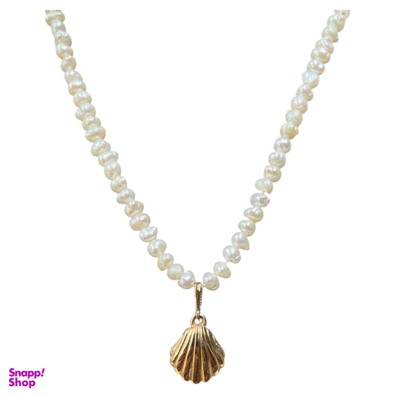 گردنبند طلا 18 عیار زنانه مدل مروارید و صدف کد 1455