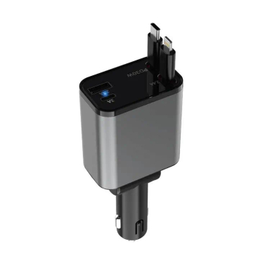 شارژر فندکی گرین لاین مدل Retractable رنگ مشکی