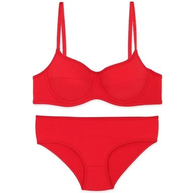 ست شورت و سوتین کاپ دار نخی فنردار آنیت کد 2025 رنگ قرمز