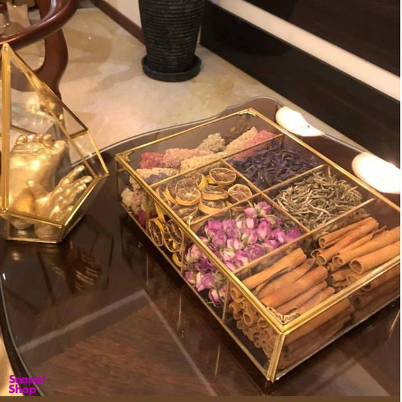 جعبه دمنوش مدل باکس شیشه ای 6 خانه