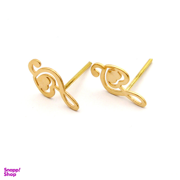 گوشواره طلا 18 عیار زنانه کاپانی طرح ملودی و قلب کد KE010