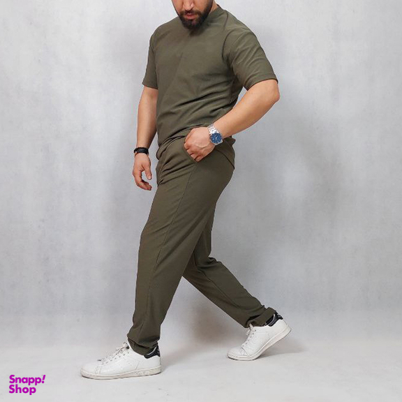 ست تیشرت و شلوار مردانه کد 52 رنگ سبز زیتونی