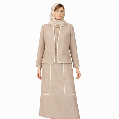 ست کت و دامن زنانه السانا مدل ضحا کد 219607 رنگ شکلاتی