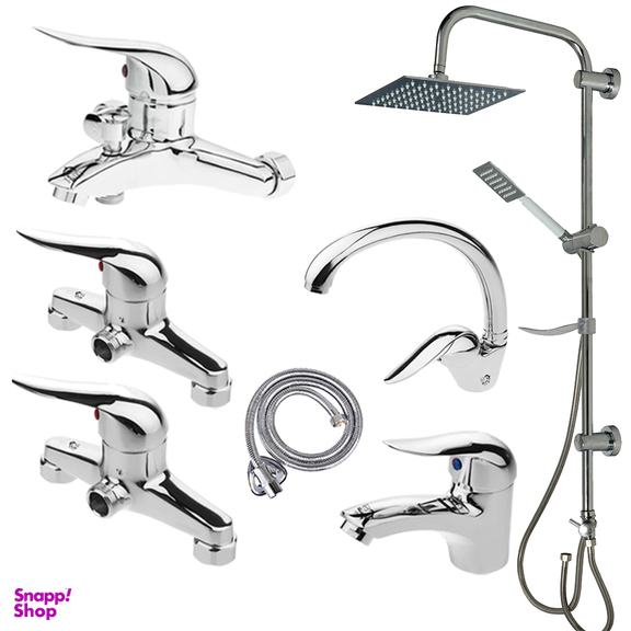 ست شیرآلات اهرمی اندیکا مدل اردکی با علم دوش آب و هوا کد 74 مجموعه 7 عددی