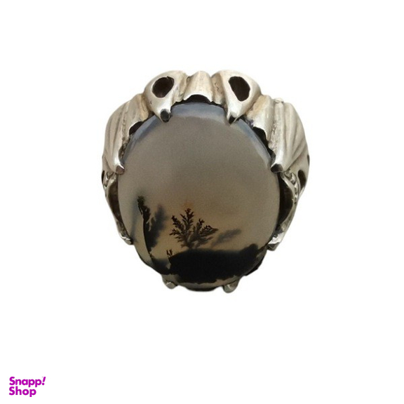 انگشتر نقره مردانه مدل شجر زمینه خاک دار