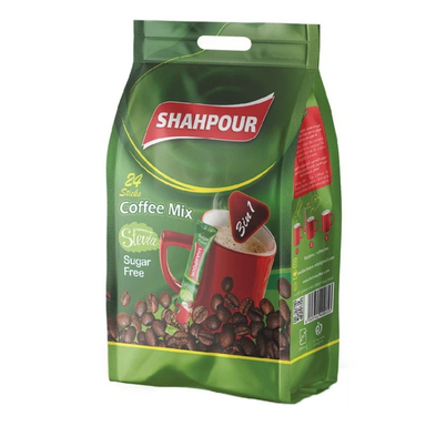 کافی میکس با شیرین کننده استویا 3×1 شاهپور بسته 24 عددی
