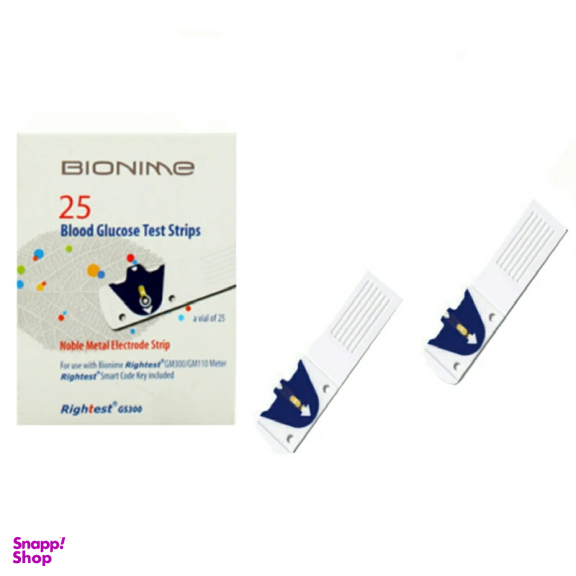 نوار دستگاه تست قند خون بایونیم مدل sensor بسته 25 عددی