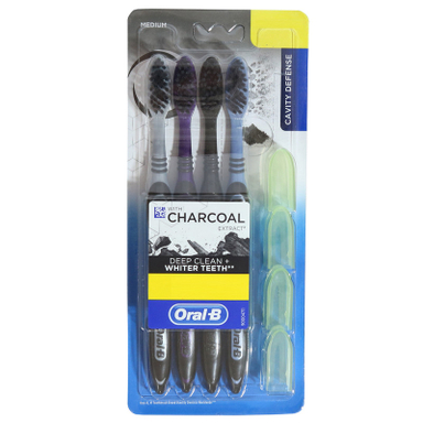 مسواک اورال بی مدل CHARCOAL EXTRACT برس متوسط بسته 4 عددی