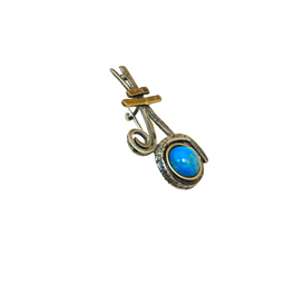 گل سینه نقره 925 عیار زنانه طرح دایره آبی کد 45014 GLSN